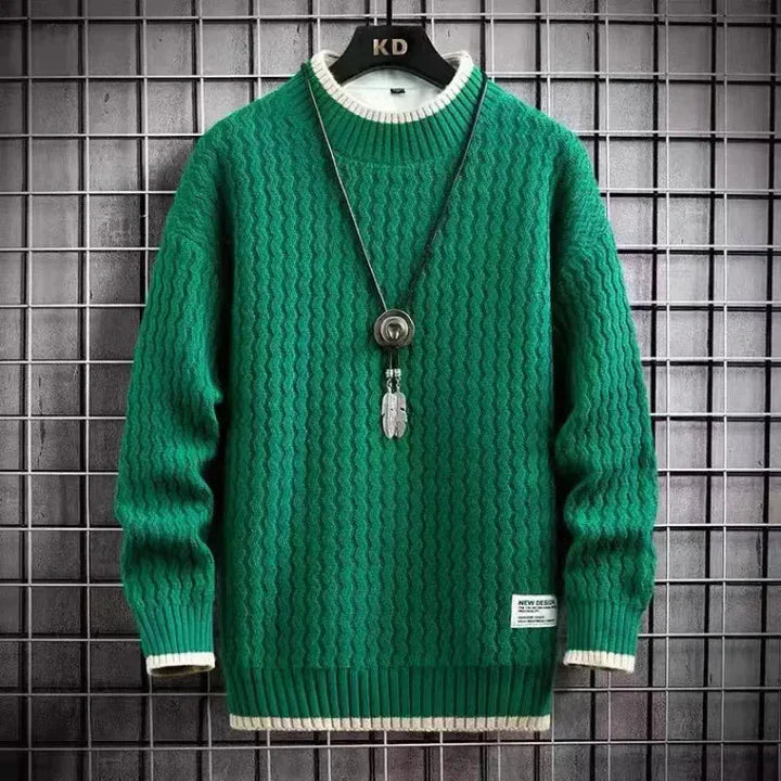 Farbblockierter Kabelstrick-Turtleneck