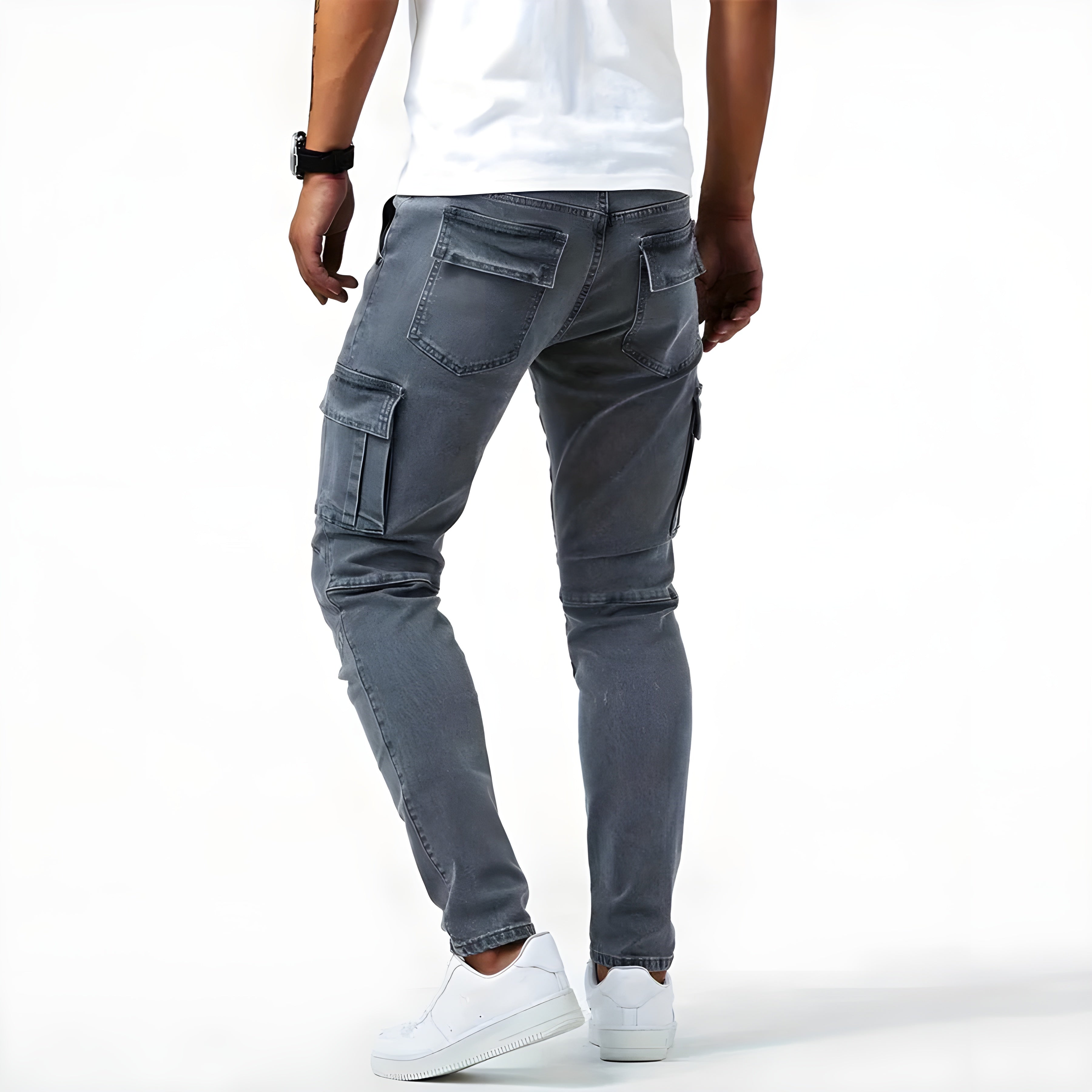 Stretch Denim Cargo-Hose