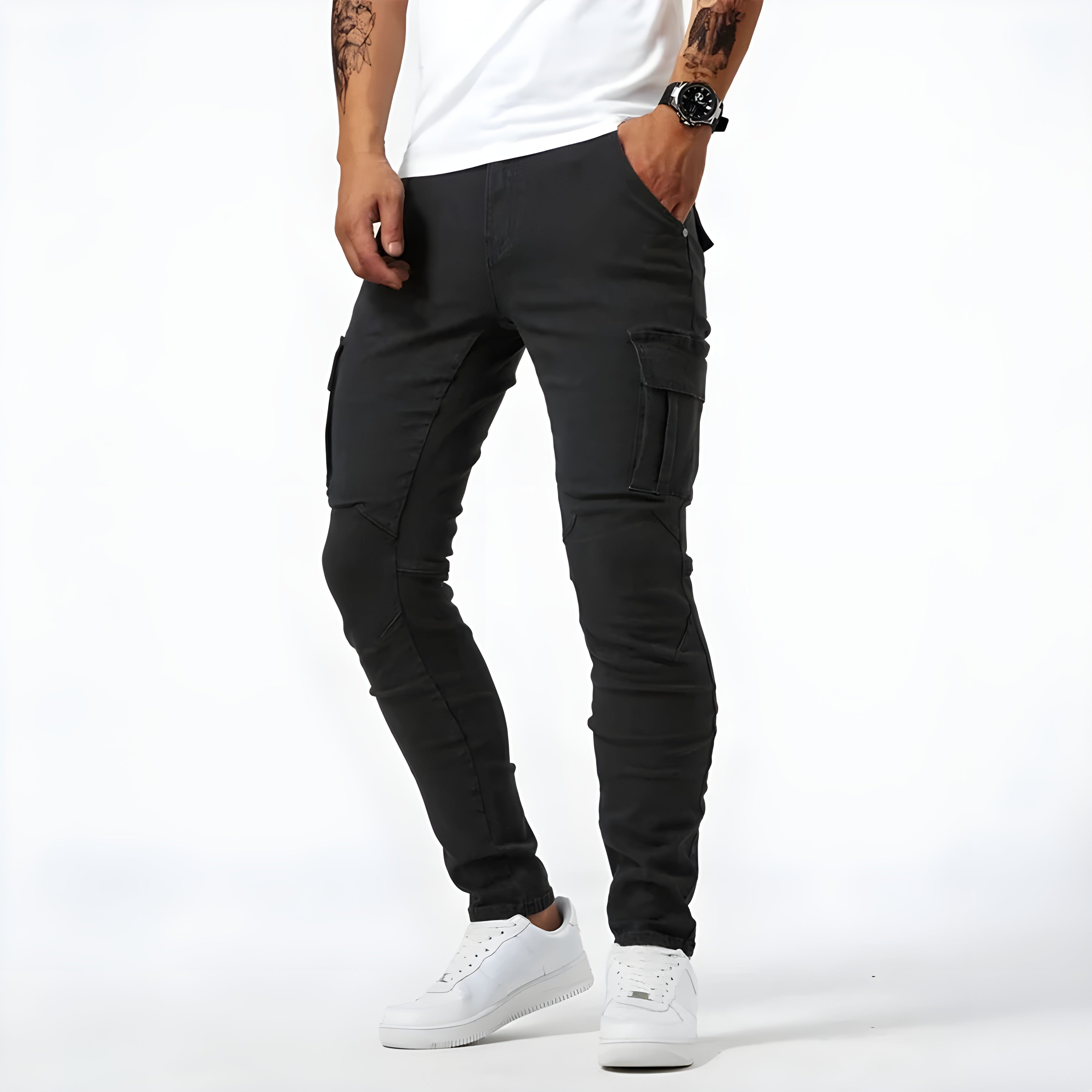 Stretch Denim Cargo-Hose